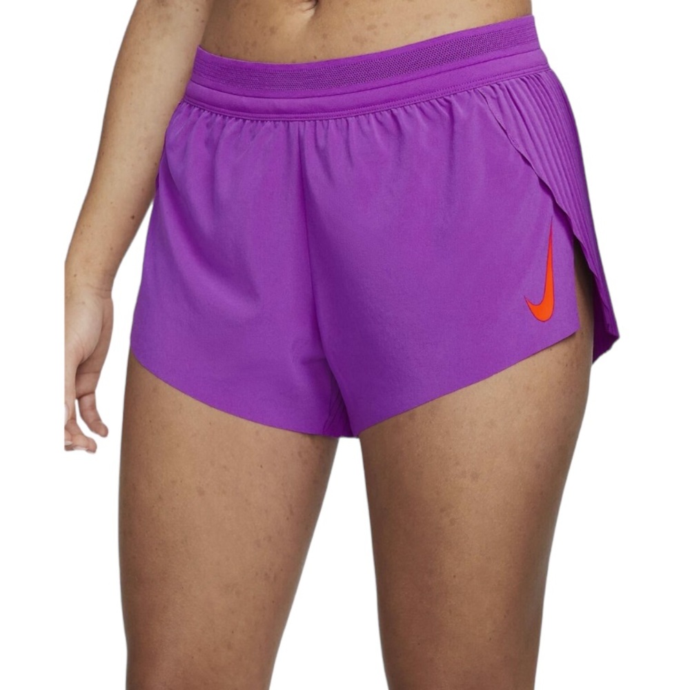 Nike Purple Athletic Shorts with Orange Swoosh